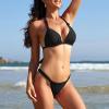 imageZando Womens Thong Bikini Sets Sexy Brazilian Bikinis for Women Tie Knot Ruched Swimsuit Cheeky High Cut Bikini Bathing SuitBlack