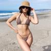 imageZando Womens Thong Bikini Sets Sexy Brazilian Bikinis for Women Tie Knot Ruched Swimsuit Cheeky High Cut Bikini Bathing SuitCoffee