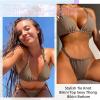imageZando Womens Thong Bikini Sets Sexy Brazilian Bikinis for Women Tie Knot Ruched Swimsuit Cheeky High Cut Bikini Bathing SuitPurple