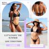 imageZando Womens Thong Bikini Sets Sexy Brazilian Bikinis for Women Tie Knot Ruched Swimsuit Cheeky High Cut Bikini Bathing SuitRainbow
