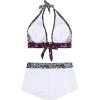 imageZando Womens Two Piece Halter Swimsuit Athletic Push Up Bikini Set Swimwear with Boyshorts Sporty V Neck Bathing SuitA Floral White