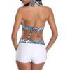 imageZando Womens Two Piece Halter Swimsuit Athletic Push Up Bikini Set Swimwear with Boyshorts Sporty V Neck Bathing SuitA Leaf White