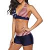 imageZando Womens Two Piece Halter Swimsuit Athletic Push Up Bikini Set Swimwear with Boyshorts Sporty V Neck Bathing SuitB American Flag