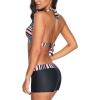 imageZando Womens Two Piece Halter Swimsuit Athletic Push Up Bikini Set Swimwear with Boyshorts Sporty V Neck Bathing SuitB Cute Stripe