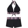imageZando Womens Two Piece Halter Swimsuit Athletic Push Up Bikini Set Swimwear with Boyshorts Sporty V Neck Bathing SuitB Cute Stripe