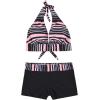imageZando Womens Two Piece Halter Swimsuit Athletic Push Up Bikini Set Swimwear with Boyshorts Sporty V Neck Bathing SuitB Cute Stripe