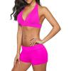 imageZando Womens Two Piece Halter Swimsuit Athletic Push Up Bikini Set Swimwear with Boyshorts Sporty V Neck Bathing SuitB Hot Pink