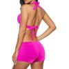 imageZando Womens Two Piece Halter Swimsuit Athletic Push Up Bikini Set Swimwear with Boyshorts Sporty V Neck Bathing SuitB Hot Pink