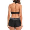 imageZando Womens Two Piece Halter Swimsuit Athletic Push Up Bikini Set Swimwear with Boyshorts Sporty V Neck Bathing SuitBlack Square