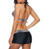 imageZando Womens Two Piece Halter Swimsuit Athletic Push Up Bikini Set Swimwear with Boyshorts Sporty V Neck Bathing SuitBohemia Floral