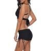 imageZando Womens Two Piece Halter Swimsuit Athletic Push Up Bikini Set Swimwear with Boyshorts Sporty V Neck Bathing SuitZ Black