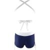 imageZando Womens Two Piece Halter Swimsuit Athletic Push Up Bikini Set Swimwear with Boyshorts Sporty V Neck Bathing SuitZ Navy Blue