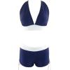 imageZando Womens Two Piece Halter Swimsuit Athletic Push Up Bikini Set Swimwear with Boyshorts Sporty V Neck Bathing SuitZ Navy Blue