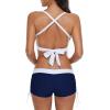 imageZando Womens Two Piece Halter Swimsuit Athletic Push Up Bikini Set Swimwear with Boyshorts Sporty V Neck Bathing SuitZ Navy Blue
