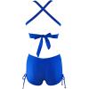 imageZando Womens Two Piece Halter Swimsuit Athletic Push Up Bikini Set Swimwear with Boyshorts Sporty V Neck Bathing SuitZ Royal Blue