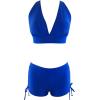 imageZando Womens Two Piece Halter Swimsuit Athletic Push Up Bikini Set Swimwear with Boyshorts Sporty V Neck Bathing SuitZ Royal Blue