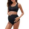 imageZando High Waist Maternity Swimsuit Two Piece Pregnancy Swimwear Bikini Bathing Suits for Women Maternity SwimsuitsBlack