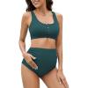 imageZando High Waist Maternity Swimsuit Two Piece Pregnancy Swimwear Bikini Bathing Suits for Women Maternity SwimsuitsDark Green