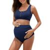 imageZando High Waist Maternity Swimsuit Two Piece Pregnancy Swimwear Bikini Bathing Suits for Women Maternity SwimsuitsNavy