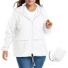 imageZando Plus Size Rain Jacket Womens Waterproof with Hood Windbreaker Travel Rain Coat for Women Lightweight Packable RaincoatWhite