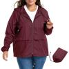 imageZando Plus Size Rain Jacket Womens Waterproof with Hood Windbreaker Travel Rain Coat for Women Lightweight Packable RaincoatWind Red