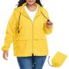 imageZando Plus Size Rain Jacket Womens Waterproof with Hood Windbreaker Travel Rain Coat for Women Lightweight Packable RaincoatYellow