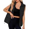 imageZando Puffer Vest Women Outerwear Vests Sleeveless Stand Collar Oversized Zip Up Padded Puffy Winter Gilet Jacket CoatBlack