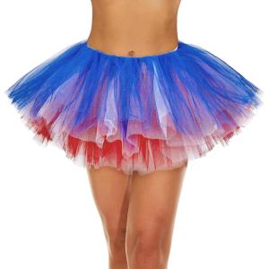 imageZando Layered Tutu Tulle Skirt Ballet Skirt Dance Tutu Princess Dress Ruffle Fluffy Skirt Halloween Costumes for WomenAmerican Flag Tutu