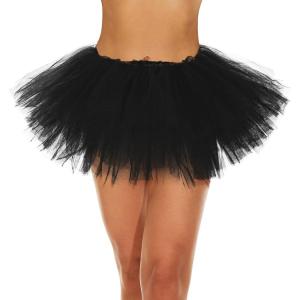 imageZando Layered Tutu Tulle Skirt Ballet Skirt Dance Tutu Princess Dress Ruffle Fluffy Skirt Halloween Costumes for WomenBlack Tutu