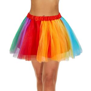 imageZando Layered Tutu Tulle Skirt Ballet Skirt Dance Tutu Princess Dress Ruffle Fluffy Skirt Halloween Costumes for WomenColorful Rainbow Tutu