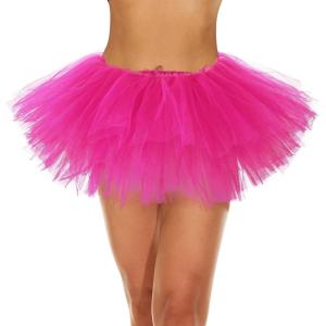 imageZando Layered Tutu Tulle Skirt Ballet Skirt Dance Tutu Princess Dress Ruffle Fluffy Skirt Halloween Costumes for WomenHot Pink Tutu