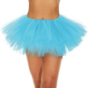imageZando Layered Tutu Tulle Skirt Ballet Skirt Dance Tutu Princess Dress Ruffle Fluffy Skirt Halloween Costumes for WomenLight Blue Tutu