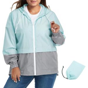 imageZando Plus Size Rain Jacket Womens Waterproof with Hood Windbreaker Travel Rain Coat for Women Lightweight Packable RaincoatBlue