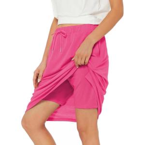imageZando Tennis Skirts for Women with Pockets Athletic Knee Length Golf Casual Skorts Shorts Sports Drawstring Waist SkirtHot Pink