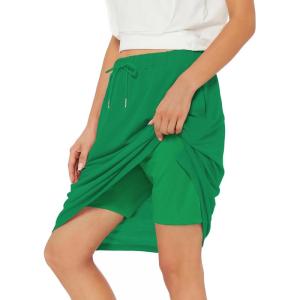 imageZando Tennis Skirts for Women with Pockets Athletic Knee Length Golf Casual Skorts Shorts Sports Drawstring Waist SkirtLight Green