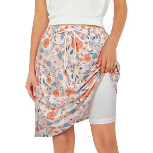 imageZando Tennis Skirts for Women with Pockets Athletic Knee Length Golf Casual Skorts Shorts Sports Drawstring Waist SkirtOrange Flower
