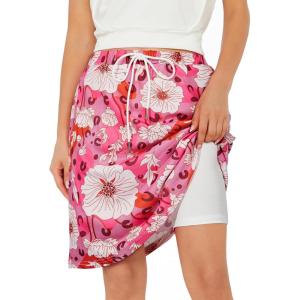 imageZando Tennis Skirts for Women with Pockets Athletic Knee Length Golf Casual Skorts Shorts Sports Drawstring Waist SkirtPink Flower