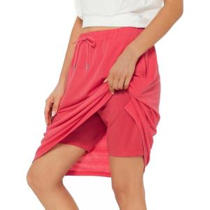 imageZando Tennis Skirts for Women with Pockets Athletic Knee Length Golf Casual Skorts Shorts Sports Drawstring Waist SkirtRed