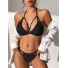imageZando 2 Piece Sexy Bikinis for Women Halter Straps Crisscross Triangle Bikini Cheeky Brazilian Thong Bikini Bathing SuitBlack