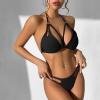 imageZando 2 Piece Sexy Bikinis for Women Halter Straps Crisscross Triangle Bikini Cheeky Brazilian Thong Bikini Bathing SuitBlack