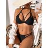 imageZando 2 Piece Sexy Bikinis for Women Halter Straps Crisscross Triangle Bikini Cheeky Brazilian Thong Bikini Bathing SuitBlack