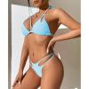 imageZando 2 Piece Sexy Bikinis for Women Halter Straps Crisscross Triangle Bikini Cheeky Brazilian Thong Bikini Bathing SuitBlue