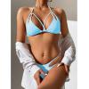 imageZando 2 Piece Sexy Bikinis for Women Halter Straps Crisscross Triangle Bikini Cheeky Brazilian Thong Bikini Bathing SuitBlue