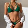 imageZando 2 Piece Sexy Bikinis for Women Halter Straps Crisscross Triangle Bikini Cheeky Brazilian Thong Bikini Bathing SuitDark Green