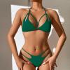imageZando 2 Piece Sexy Bikinis for Women Halter Straps Crisscross Triangle Bikini Cheeky Brazilian Thong Bikini Bathing SuitDark Green