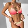 imageZando 2 Piece Sexy Bikinis for Women Halter Straps Crisscross Triangle Bikini Cheeky Brazilian Thong Bikini Bathing SuitFade