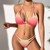 imageZando 2 Piece Sexy Bikinis for Women Halter Straps Crisscross Triangle Bikini Cheeky Brazilian Thong Bikini Bathing SuitFade
