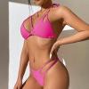 imageZando 2 Piece Sexy Bikinis for Women Halter Straps Crisscross Triangle Bikini Cheeky Brazilian Thong Bikini Bathing SuitHot Pink