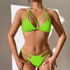 imageZando 2 Piece Sexy Bikinis for Women Halter Straps Crisscross Triangle Bikini Cheeky Brazilian Thong Bikini Bathing SuitNeon Green
