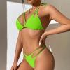 imageZando 2 Piece Sexy Bikinis for Women Halter Straps Crisscross Triangle Bikini Cheeky Brazilian Thong Bikini Bathing SuitNeon Green